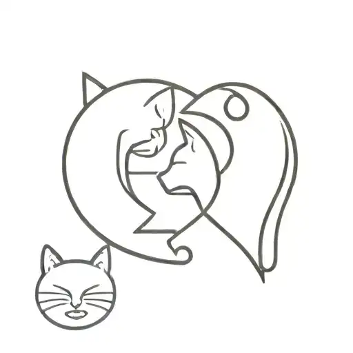 A minimalist tattoo of a pair of earrings with a silhouette of a cat and a dog intertwined in the design, symbolizing your love for pets and accessories tattoo design idea