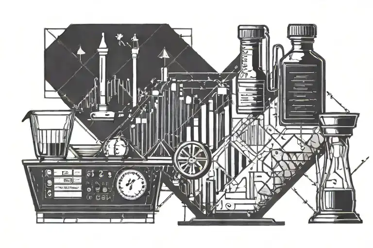 A minimalist tattoo of a stock market graph with a bartending shaker incorporated into the design tattoo design idea