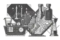 A minimalist tattoo of a stock market graph with a bartending shaker incorporated into the design tattoo design idea