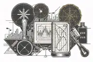 A minimalist tattoo of a stock market graph with a bartending shaker incorporated into the design tattoo design idea