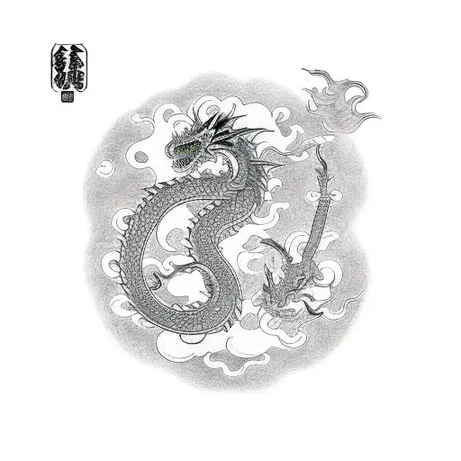 Dragon com samurai tattoo design idea