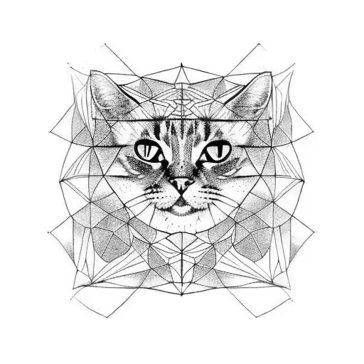 a cat inside a TesseracT  tattoo design idea