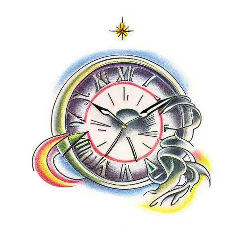 melting clocks tattoo design idea