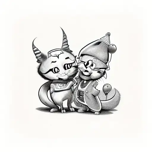 A mashup of your favorite cartoon characters in a pop art style tattoo design idea