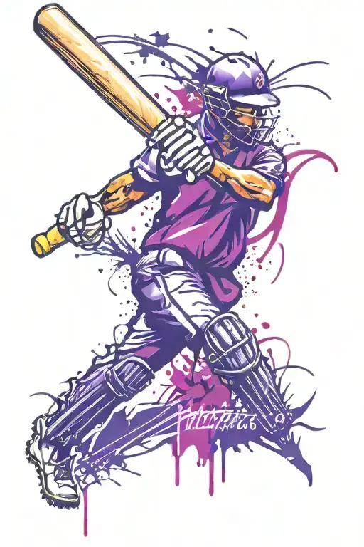 purple memorial Australia cricket tattoo design idea