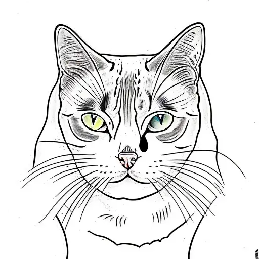 white and gray cat fat tattoo design idea
