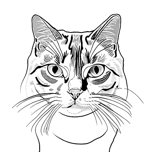 white and gray cat fat tattoo design idea
