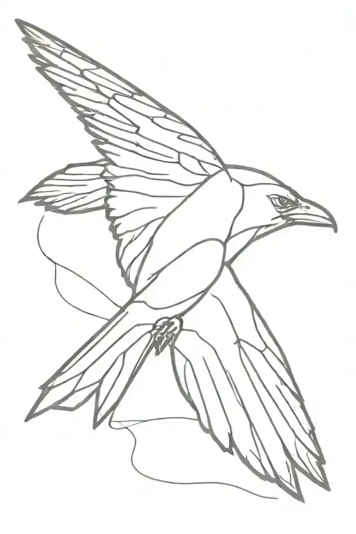 raven flying tattoo design idea