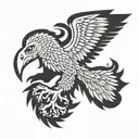 Imperial eagle extending its wings with the letters SPQR at its feet. tattoo design idea
