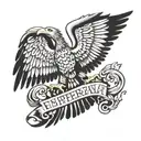 Imperial eagle extending its wings with the letters SPQR at its feet. tattoo design idea