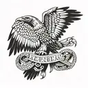 Imperial eagle extending its wings with the letters SPQR at its feet. tattoo design idea
