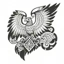 Imperial eagle extending its wings with the letters SPQR at its feet. tattoo design idea