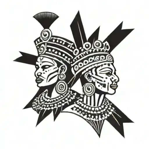 traditional Zulu Queen warriors tattoo design idea