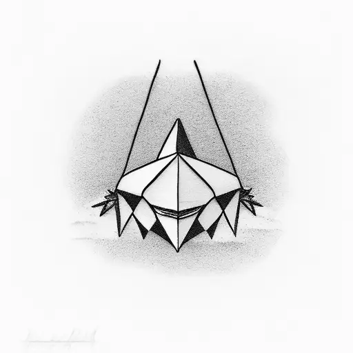 origami paper boat in a storm tattoo design idea