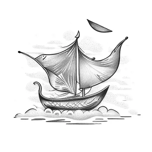 paper boat in a storm tattoo design idea