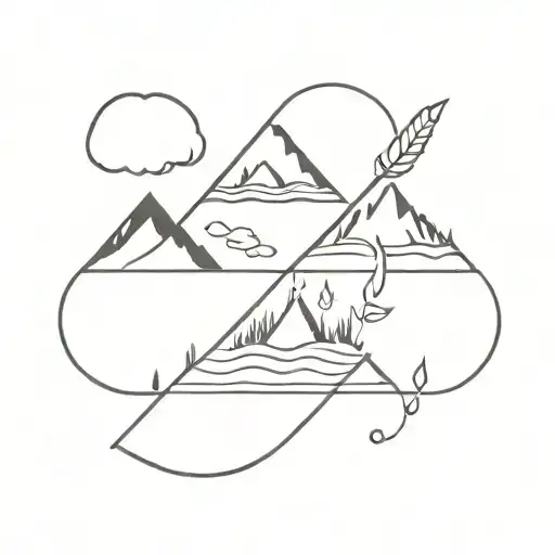 the elements, Fire, Water, Air, Earth tattoo design idea
