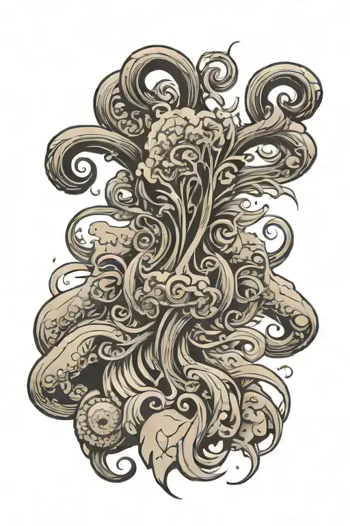 wind blown sand revealing bionics tattoo design idea