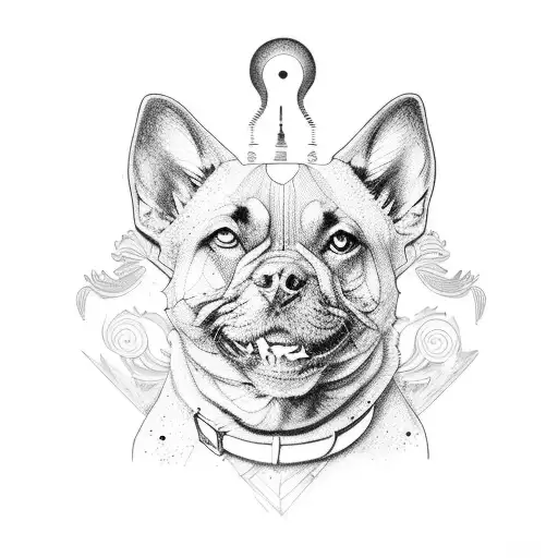 un perro con manchas negras y con una oreja bajada, con alas  tattoo design idea