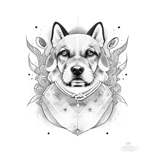 un perro con manchas negras y delgado, con una oreja bajada, con alas  tattoo design idea