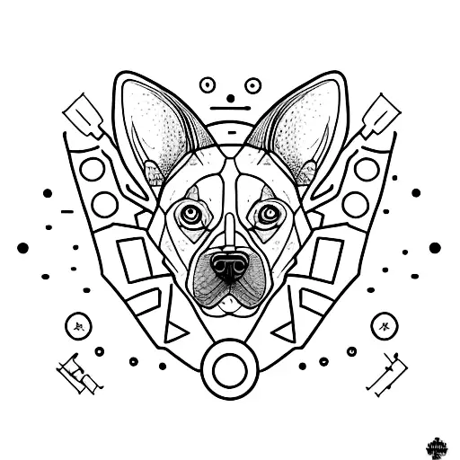 un perro con manchas negras y con una oreja bajada, con alas  tattoo design idea