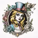 alice in wonderland dark art representation tattoo design idea