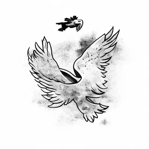 A football player soaring through the air with wings like an eagle, representing your love for both sports tattoo design idea