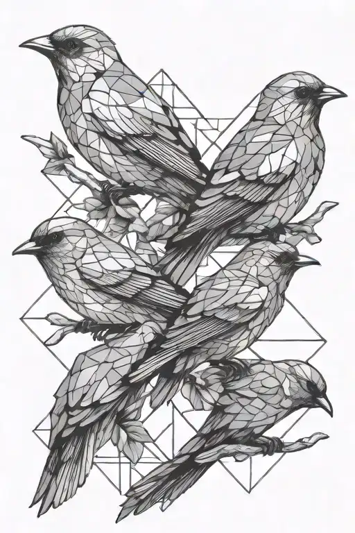3 little birds bipolar disorder related tattoo design idea