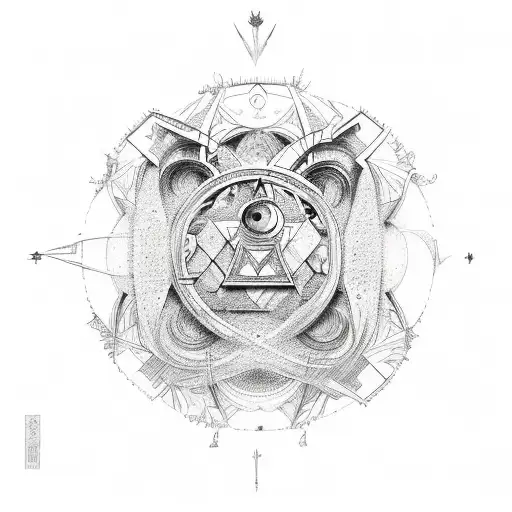 An open book with intricate illustrations of celestial bodies and occult symbols tattoo design idea