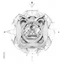 An open book with intricate illustrations of celestial bodies and occult symbols tattoo design idea