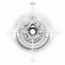 An open book with intricate illustrations of celestial bodies and occult symbols tattoo design idea