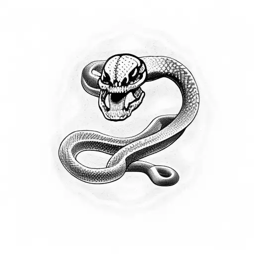 Snake half skeleton half normal tattoo design idea