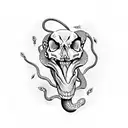 Snake half skeleton half normal tattoo design idea