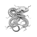 Snake half skeleton half normal tattoo design idea