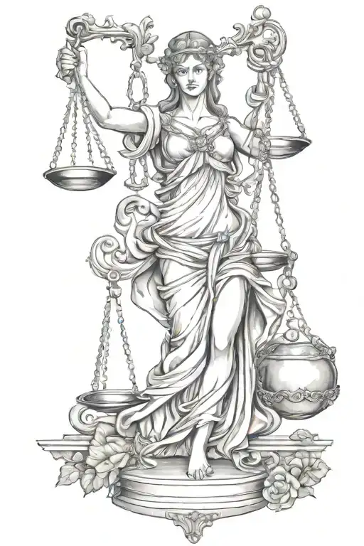 full body lady justice realistic sexy girl shoulder tattoo tattoo design idea