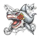 shark, stethoscope, queen crown and anchor  tattoo design idea