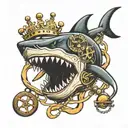 shark, stethoscope, queen crown and anchor  tattoo design idea