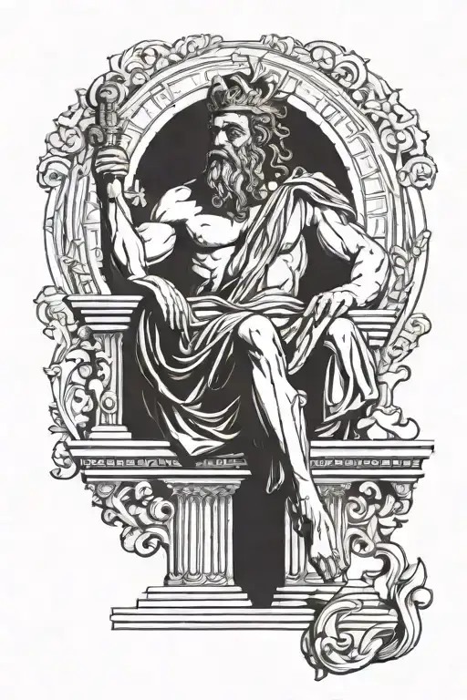 Greek God Zeus Statue tattoo design idea
