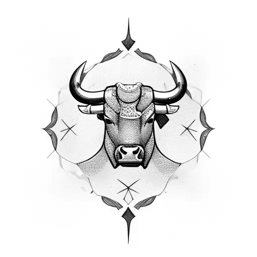bull, black rose, strength  tattoo design idea
