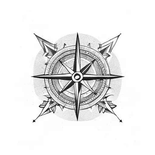 three arrow and compass tattoo design idea
