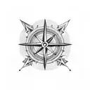 three arrow and compass tattoo design idea