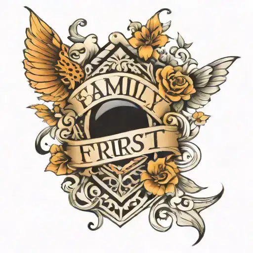 family first letter tattoo design idea