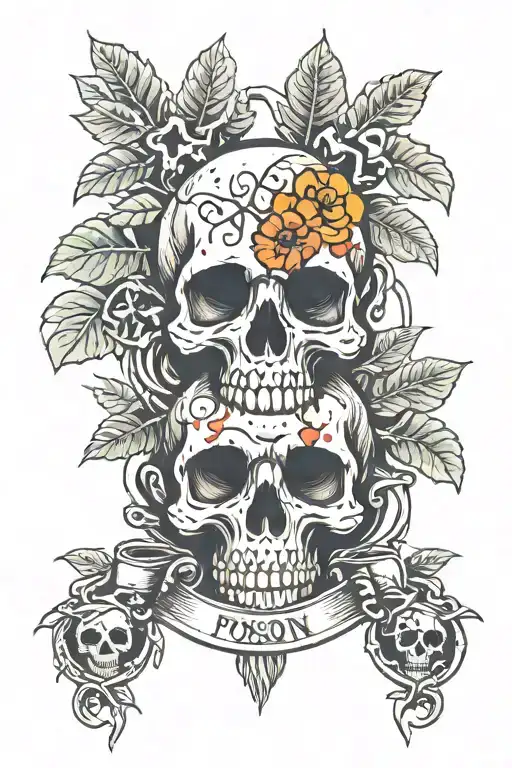 poison tree and skulls surrounded tattoo design idea