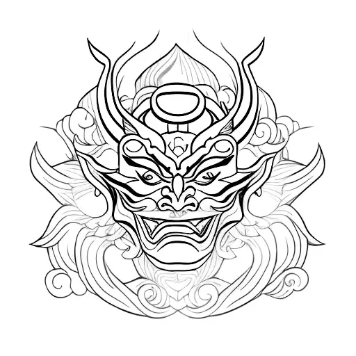 Hannya mask tattoo design idea