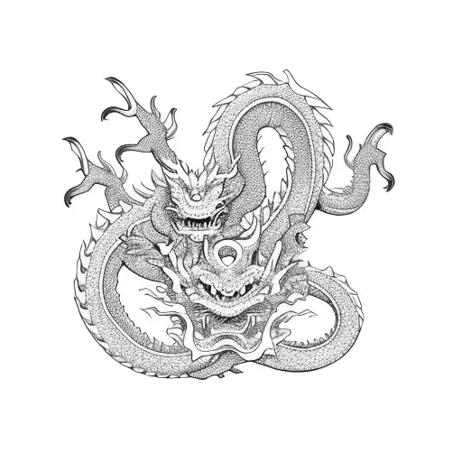 Japanese dragon surrounded by cherry blossoms tattoo design idea