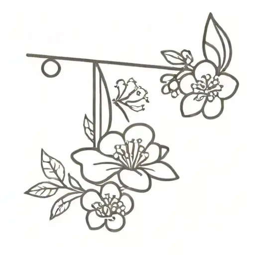 japanese fan with cherry blossom design and charm tattoo design idea