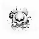 scull with a billiard ball in its mouth tattoo design idea