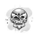 scull with a billiard ball in its mouth tattoo design idea