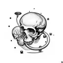scull with a billiard ball in its mouth tattoo design idea