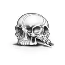 scull with a billiard ball in its mouth tattoo design idea