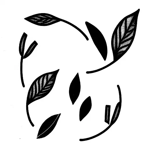 leaves, 3/4 arm sleeve, geometric, black and white,  tattoo design idea